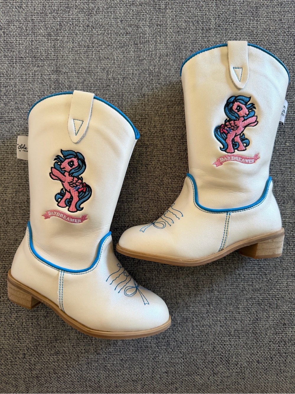 Lola and the Boys Daydreamer White & Blue Girls' Embroidered Western Boots